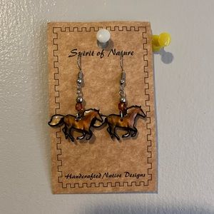 Brown horse earrings
